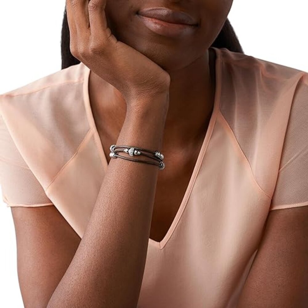 Fossil Women's Stainless Steel and Genuine Leather Bracelet for Women